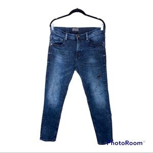 Mens ZARA distressed skinny cropped denim jeans